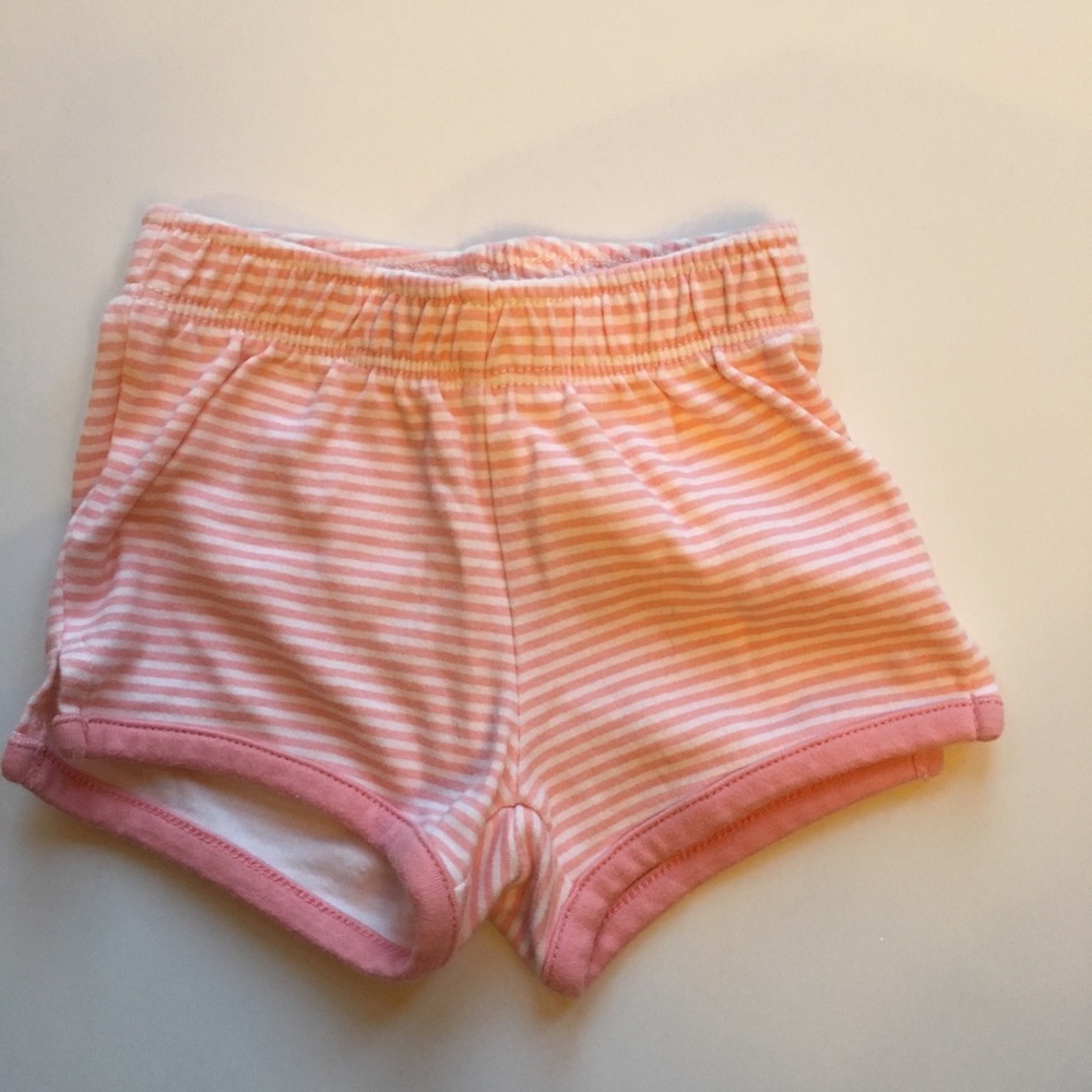 EUC TEA COLLECTION peach/white striped shorts.
